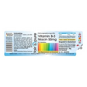 Fair & Pure® - Vitamine B-3 niacine 50mg - nicotinamide - végan - 90 comprimés