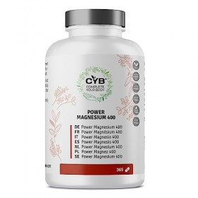 CYB | Power Magnesium 400mg Supplément de Magnésium Pur à Haute Dose - Complement Alimentaire - Supplément Végétalien Quotidi