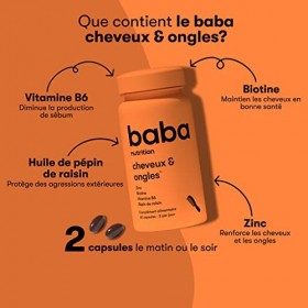 Baba Nutrition Cheveux Et Ongles Compléments Alimentaires Pour La Croissance Et La Pousse l Soins Des Cheveux l Zinc, Biotine