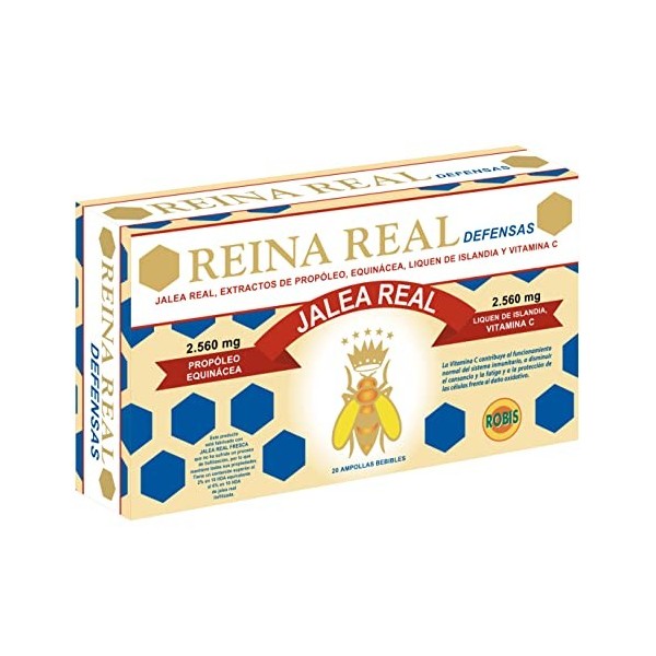 Robis Gelée Royale 2% 10-HDA, Reina Real DEFENSES -Contribue au Système Immunitaire, Antiviral, Propolis, Echinacea et Vitami