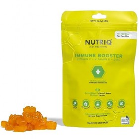 NUTRIQ Immune-Booster Multivitamines Gummies - Gommes vitaminées avec vitamine C + vitamine D + zinc pour toute la famille - 