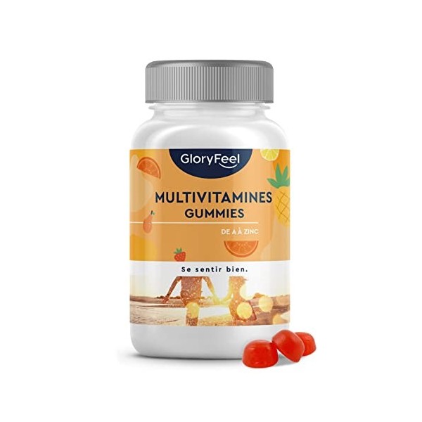 Multivitamines Gummies, 11 Vitamines et Minéraux Essentiels, Vitamines C, D, B12, K2, Biotine et Zinc, Soutient le Système Im