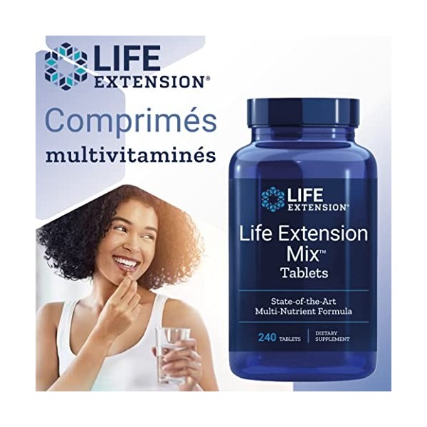 Life Extension, Multivitamin Mix, 240 Comprimés, Testé en Laboratoire, Sans Gluten, Sans Soja, Sans OGM