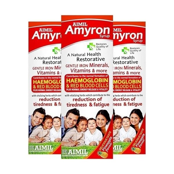 LOGY Amyron Sirop multivitamines pour homme et femme avec 34 ingrédients | Réduit la fatigue et la fatigue | Améliore le taux