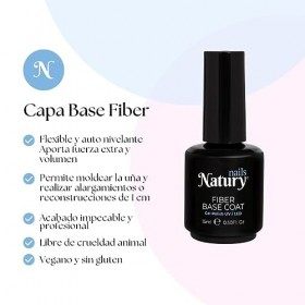 Natury Nails Fiber Base Coat Gel Polish UV/LED 12 FREE Vernis à ongles semi-permanent 15 ml. Cruelty Free & Vegan