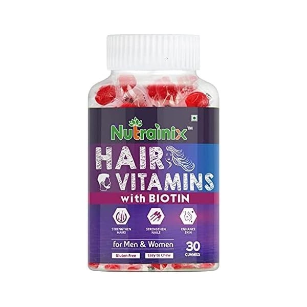 SMED Nutrainix – Lot de 30 bonbons gélifiés végétariens avec biotines pour des cheveux sains, une peau et une peau sublimer l