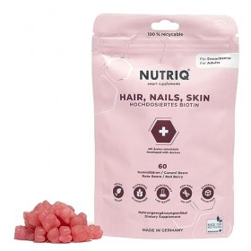 NUTRIQ Hair, Nails & Skin Gommes vitaminées - Vitamin Gummies avec biotine et zinc pour adultes - fortement dosé - 60 pièces 