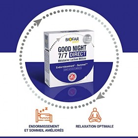 BIOFAR – GOOD NIGHT DIRECT - Complément Alimentaire – Endormissement et Sommeil- Goût Fruité - Sans Sucre ni Colorant Artific