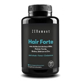 Hair Forte, Vitamines pour les cheveux | avec Acides Aminés Issus Millet, Palmier Floride, Biotine, Sélénium, Zinc, 120 Gélul