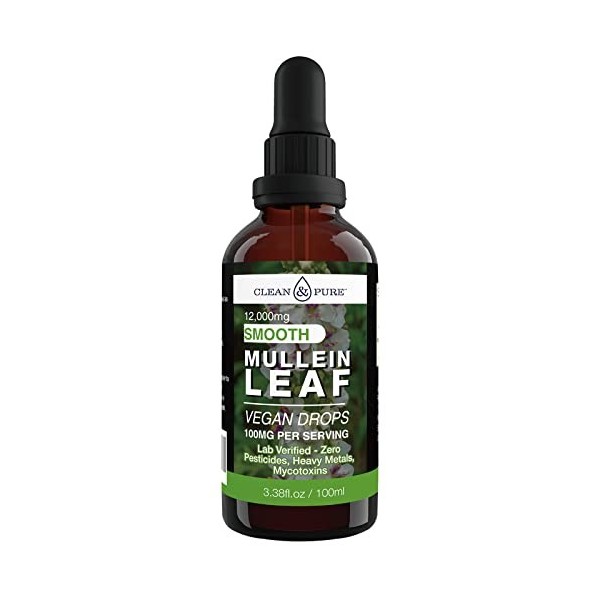 Clean & Pure Extrait liquide de feuille de molène, 100 ml | Testé en laboratoire pour les mycotoxines, les pesticides et les 