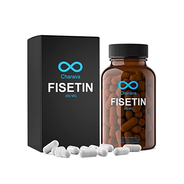 Charava Fisetin 250 mg x 30 gélules - Haute absorption - Testé par un tiers avec plus de 98% de pureté | Supplément de Fiséti