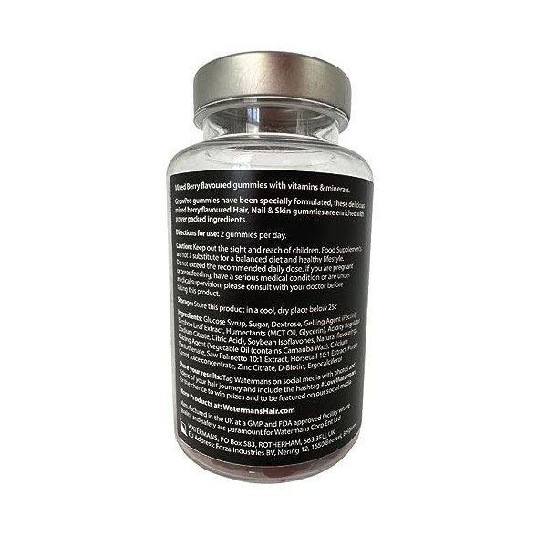 GrowPro Yummy Gummies Vitamines pour cheveux, ongles et peau, vitamines pour la croissance des cheveux - Vitamines pour la cr