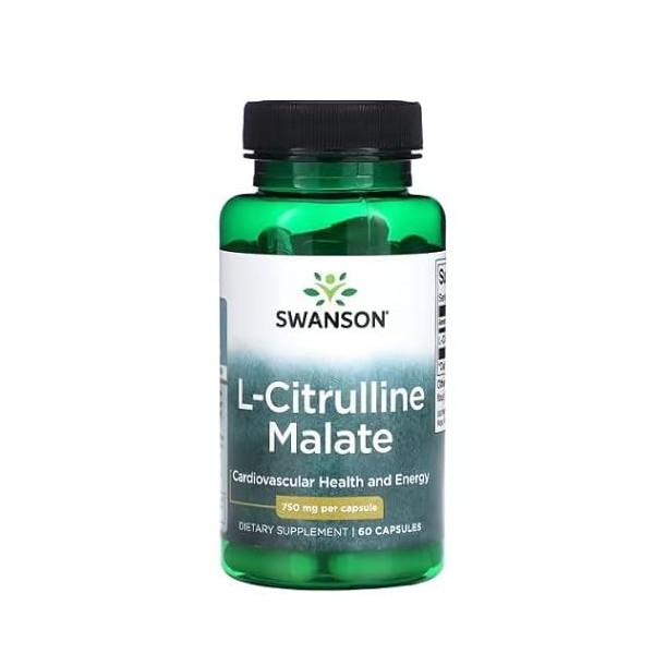 Swanson L-Citrulline Malate Complexe 750 mg – 60 caps, soutien pour lendurance et le système cardiovasculaire