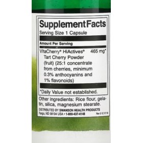 Swanson HiActives Tart Cherry, 465 mg – 60 caps, soutien naturel pour linflammation et le sommeil