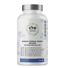 CYB | Glucosamine et Chondroïtine - Vitamine C - Vitamine E - Suppléments pour le Soin des Articulations - 180 Comprimés - Su