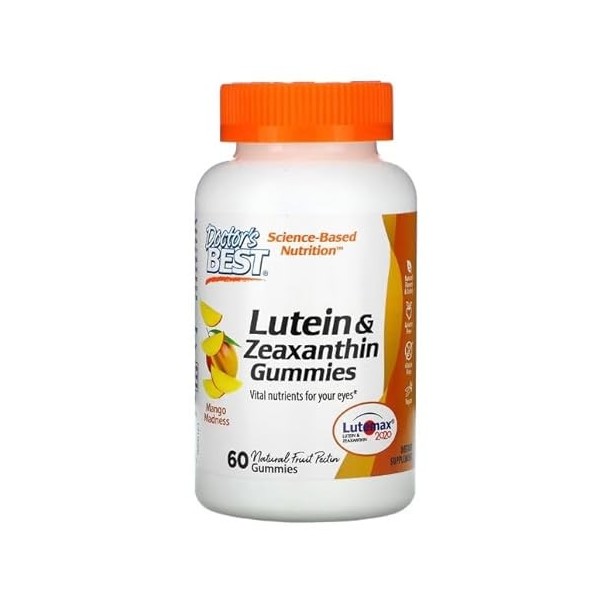 Doctors Best Lutéine & Zéaxanthine Soutient la santé des yeux Haute puissance 60 délicieuses gommes Protection contre le str