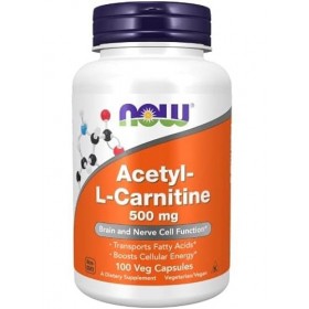 Now Foods Acétyl-L-Carnitine 500 mg 100 Gélules végétaliennes Acide