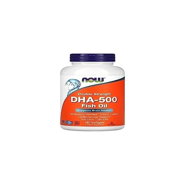 Now Foods DHA-500 Double Force 180 Capsules molles Huile de Poisson EPA Vitamine E