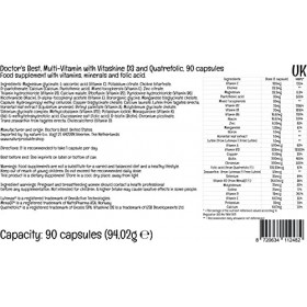 Doctors Best, Multivitamines avec Vitashine D3 et Quatrefolic, 90 Capsules végétaliennes, Testé en Laboratoire, Sans Gluten,