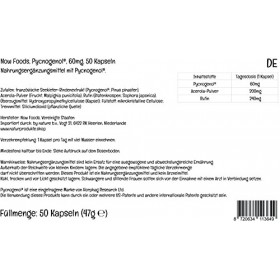Now Foods, Pycnogenol, 60mg, 50 Capsules végétaliennes, Testé en Laboratoire, Sans Soja, Sans Gluten, Végétarien