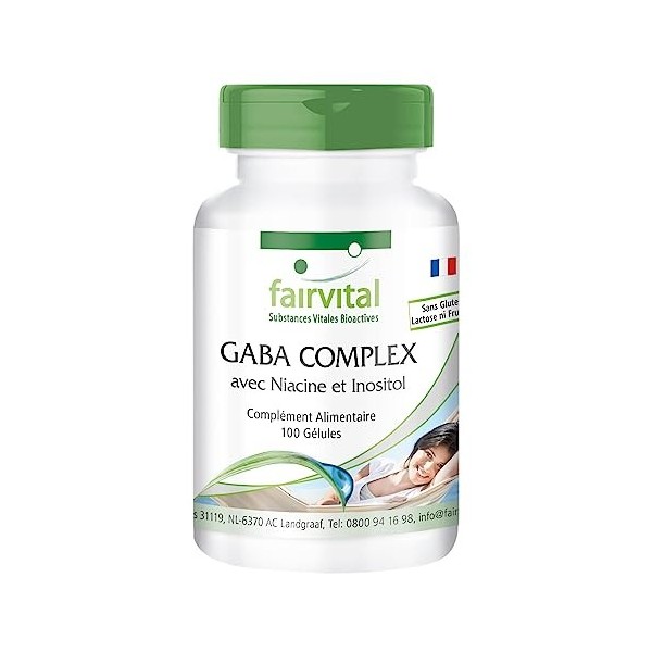 Fairvital | GABA COMPLEX - avec 1200mg dInositol, 400mg de Vitamine B3 & 200mg de GABA par dose journalière - 50 jours - VEG