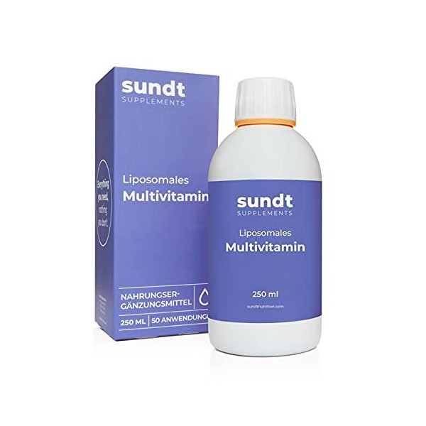 Multivitamine liposomale en solution liquide pour un corps sain et résistant – Flacon de 250 ml – 50 jours – Sans OGM – Fabri