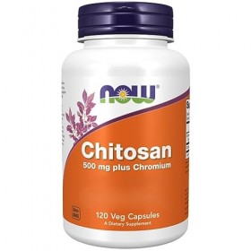 Now Foods, Chitosan 500mg, avec Chrome, 120 Capsules, Testé en Laboratoire, Sans Soja, Sans Gluten, Sans OGM