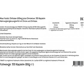 Now Foods, Chitosan 500mg, avec Chrome, 120 Capsules, Testé en Laboratoire, Sans Soja, Sans Gluten, Sans OGM