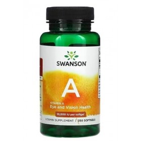 Swanson Vitamine A, 10 000 UI, 250 Softgels, Soutien pour la santé oculaire et le système immunitaire