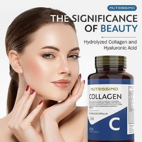 NUTRISSIMO Collagène + Acide Hyaluronique + Biotine + Coenzyme Q10 + Vitamines A, C non acide , D et B12 + Zinc | 90 capsule