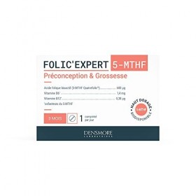 Densmore - FolicExpert - Vitamine B9 - 600 µg dAcide Folique - Désir dEnfant & Début de Grossesse - Vitamine B6, Vitamine 