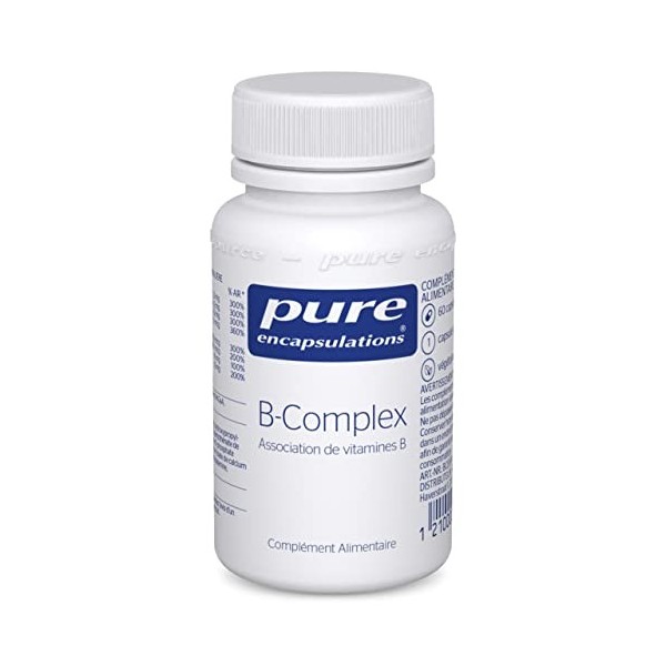 Pure Encapsulations - B-Complex - Association de 8 Vitamines B Hautement Assimilables - Contribue à Un Métabolisme Énergétiqu