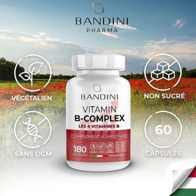 Bandini® Vitamin B Complex 180 comprimés - Vitamines B à dosage élevé - B1, B2, B3 niacine , B5, B6, B8 biotine , B9 acide