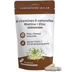 Vitamine B Complex de 8 Vitamines B Naturelles de Quinoa Germé Bio + Zinc Vegan Sans Gluten - Sans Vitamines de Synthèse - Ha