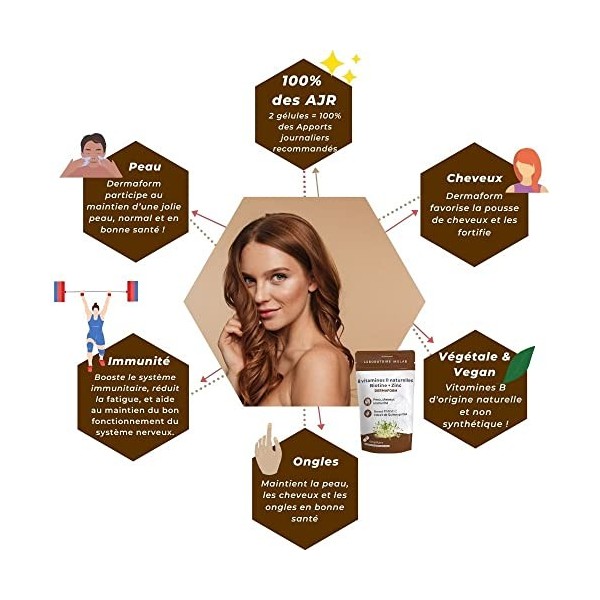 Vitamine B Complex de 8 Vitamines B Naturelles de Quinoa Germé Bio + Zinc Vegan Sans Gluten - Sans Vitamines de Synthèse - Ha