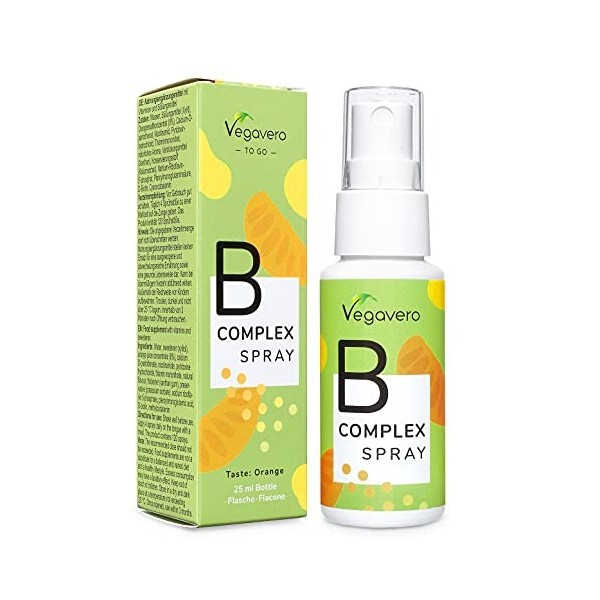 Vitamine B Complex Spray Vegavero® | Avec les 8 Vitamines B dont B12, Biotine, Niacine, Acide Folique B9 | Sans Additif Art