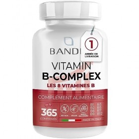 Bandini® Vitamin B Complex 365 comprimés - Couverture 1 an - Vitamines du groupe B à dosage élevé - B1, B2, B3, B5, B6, B8 b