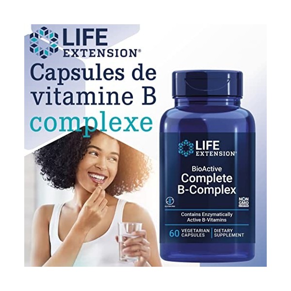 Life Extension, BioActive Complete B-Complex Complexe Complet de Vitamines B , 60 Capsules végétaliennes, Testé en Laboratoi