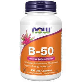 Now Foods, B-50, Vitamine B-Complex, Hautement Dosé, avec PABA, 100 Capsules végétaliennes, Testé en Laboratoire, Sans Gluten