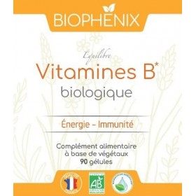 Biophénix Vitamine B biologique 90 gélules - Complément alimentaire BIO 100% naturel à base de végétaux - Vitamines B1, B2, B