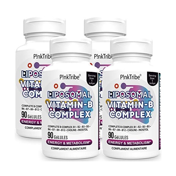 Complexe de Vitamine B, Vitamine B Complex Liposomales - 9 Vitamines B Méthylées pour Une Absorption Facile, Fourniture de 90