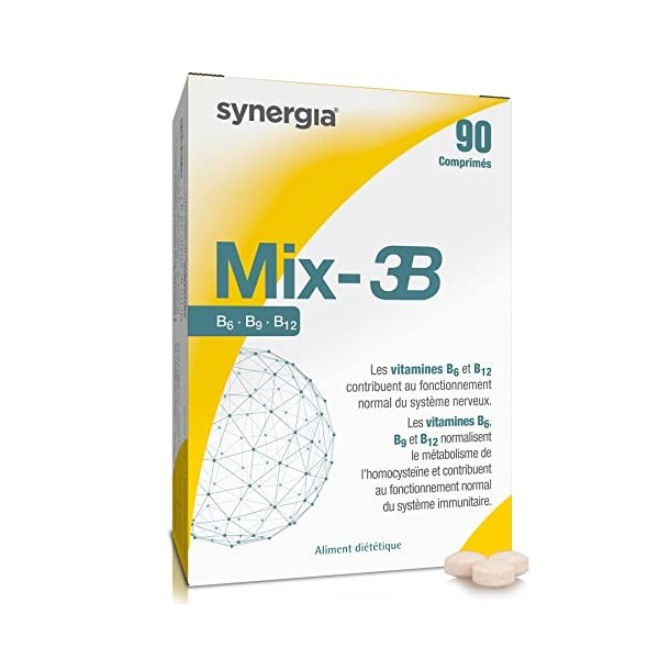 MIX-3B 90 Comprimés | Idéal pour les Végétariens, les Seniors et les Femmes Enceintes | Complexe de Vitamines B B6, B9, B12 