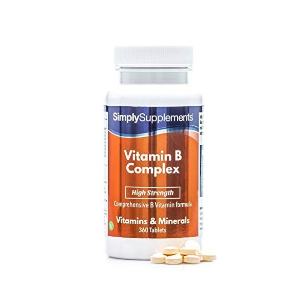 Vitamines B Complexe |Toutes les Vitamines du Groupe B| 360 Comprimés | Adapté aux Végétaliens | Jusqu’à 1 an de Bienfaits |S