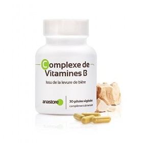 COMPLEXE DE VITAMINES B * 200 mg / 30 gélules * Vitamines B1, B2, B3, B5, B6, B8, B9 et B12 Issu de la levure de bière