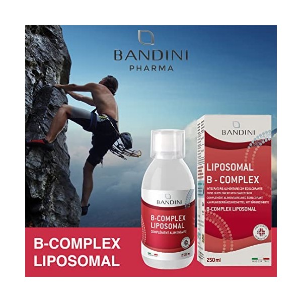 Bandini® Vitamine B Complex Liposomal Liquide 250 ml - Vitamines du groupe B à dosage élevé - B1, B2, B3, B5, B6, B7, B9, B12