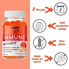 Weider Immune Gummies – 9 vitamines A, D, E, B6, B5, B12, acide folique et biotine pour le système immunitaire avec extrait
