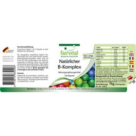 Fairvital | Complexe Vitamines B - issu de la levure de bière - VEGAN - 120 gélules - avec de la choline et de linositol