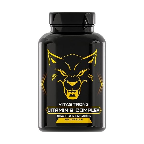 Vitamine B Complex Vitastrong | Contient Toutes les Vitamines B, B1 B2 B3 B5 B6 B7 Biotine B9 Acide Folique | Extra Fort,