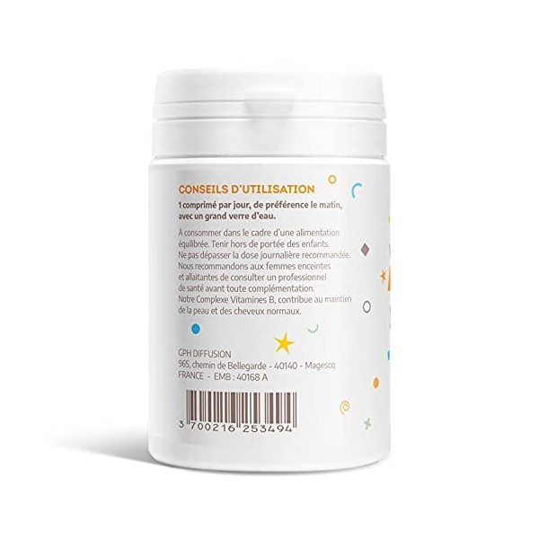 Vitamines B Complexe - 60 comprimés – Cheveux - Peau - GPH DIFFUSION