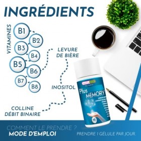 Plus Memory | Améliore la mémoire et la concentration | Améliore et stimule la santé cognitive | Vitamines B avec levure de b